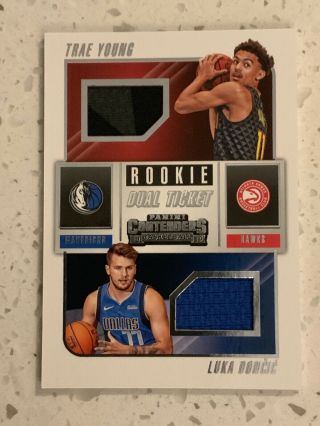 2018 - 19 Panini Contenders Luka Dončić Trae Young Dual Ticket Relic Rookie