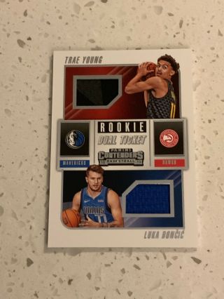 2018 - 19 Panini Contenders Luka Dončić Trae Young Dual Ticket Relic Rookie 2