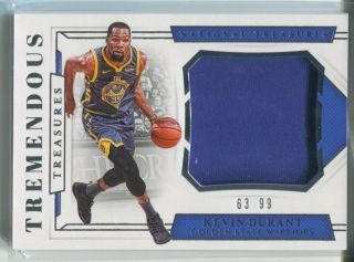 2018 - 19 Kevin Durant National Treasures Tremendous Jersey 63/99 Gsw Warriors