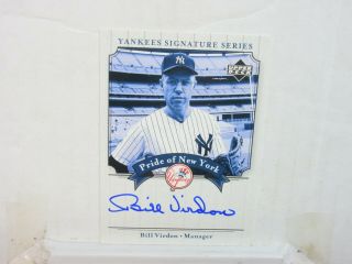 2003 Bill Virdon Upper Deck Pride Of York Auto/autograph York Yankees