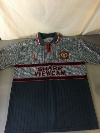 Vintage Manchester United Football Club Jersey Fc Soccer Sharp Viewcam Fly Hawk