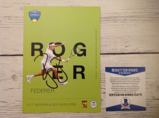 Roger Federer Signed Autographed 5x7 Player Card Beckett Bas E