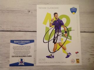 Novak Djokovic Signed Autographed 5x7 Player Card Beckett Bas B