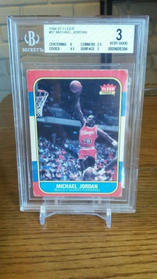 1986 Fleer Michael Jordan Rookie Card Beckett Bgs 3 Very Good