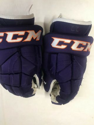 Pro Stock Orlando Solar Bears Ccm Purple Hockey Gloves Size - 15 Last One