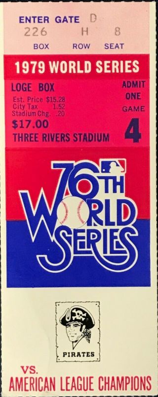October 13 1979 World Series Ticket Stub Game 4 Pirates Vs Orioles Stargell Hr