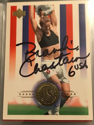 Brandi Chastain Signed 2000 Ud Usa Rookie Card 87 Auto