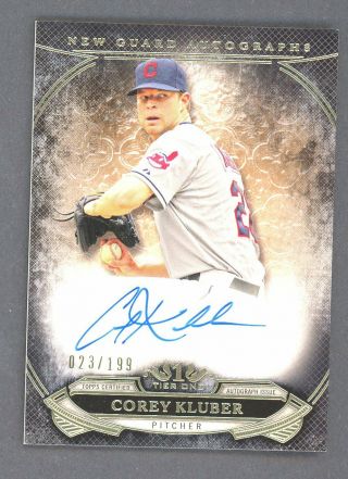 2015 Topps Tier One Guard Corey Kluber Signed Auto 23/199 Indians