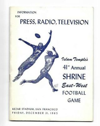 1965 East - West Shrine Game College Football Press Media Guide