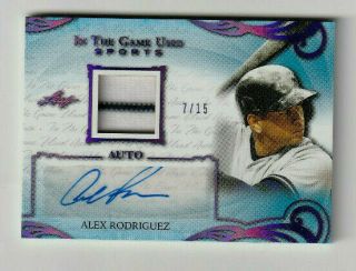 2019 Alex Rodriguez Leaf In The Game Sports Game Auto 2 Clr Jersey 7/15