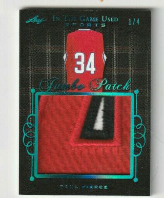 2019 Paul Pierce Leaf In The Game Sports Jumbo 3 Color Patch Card 1/4