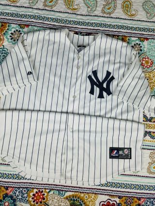 Derek Jeter York Yankees Majestic Pinstripe Baseball Jersey Mens Sz Xl
