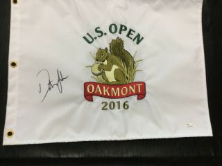 Dustin Johnson Signed 2016 Us Open Golf Flag Oakmont Cc Jsa