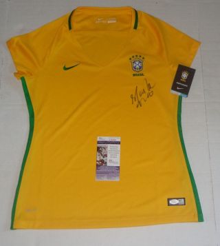 Marta Vieira Da Silva Signed Nike Brasil Soccer Jersey Brazil Orlando Pride Jsa