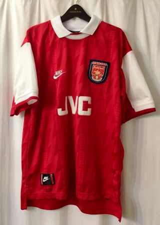 Arsenal Fc Home Nike Jvc Red Jersey Large Men 1994 - 1996