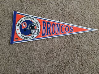 Vintage 1989 Denver Broncos Afc West Division Champions Pennant