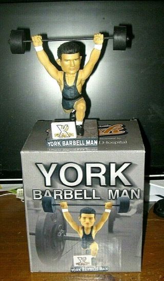 York Barbell Man " Bobblehead York Revolution,  2016 Bob Hoffman York Barbell Mib