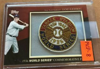 2010 Topps Commemorative Patch 1936 World Series Lou Gehrig Yankees Mcp - 8