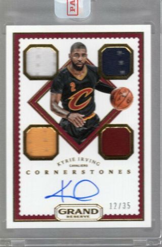 Kyrie Irving 2016 - 17 Grand Reserve Cornerstones On Card Auto/4x - Jersey 12/35