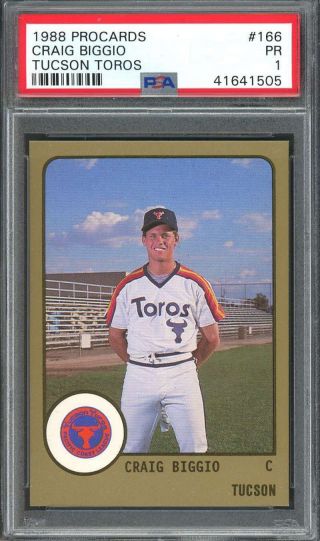 1988 Procards 166 Craig Biggio Houston Astros Rookie Card Psa 1