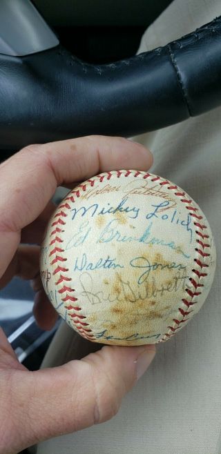 1972 Detroit Tigers Team Signed Baseball Norm Cash Billy Martin Mickey Lolich Al