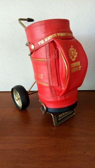 Vintage Old St.  Andrews Scotch Whiskey Bottle Holder Golf Bag & Pull Cart