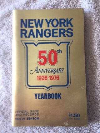 York Rangers 1976 50th Anniversary Yearbook Hockey Guide Records 1975 - 76