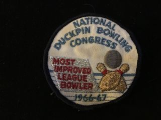 1966 - 67 National Duckpin Bowling Congress Ndbc Most Improved Bowling Patch