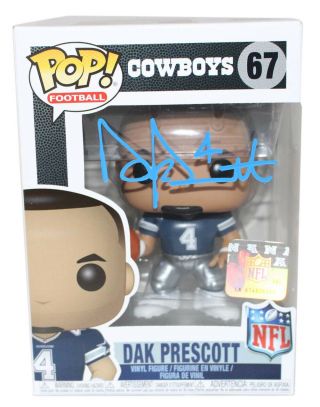 Dak Prescott Autographed/signed Dallas Cowboys Nfl Funko Pop Jsa 24091