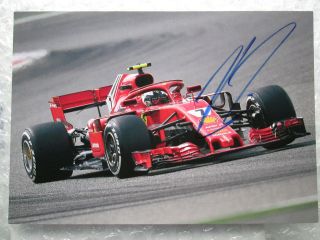 2018 Kimi Raikkonen Fin Hand Signed Autograph Ferrari F1 F - 1 Card Promo Postcard