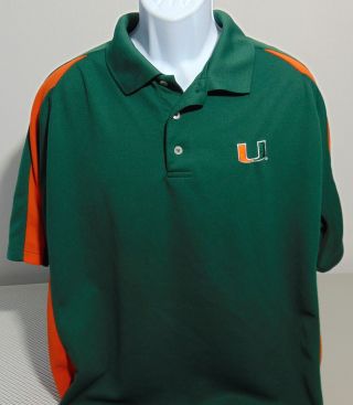 Miami Hurricanes Green & Orange Starter Short Sleeve Polo Golf Shirt Mens Xl