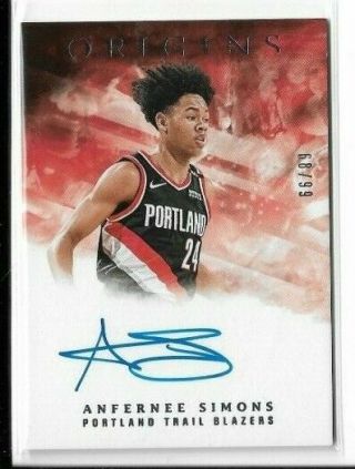 Anfernee Simons 2018 - 19 Chronicles Basketball Origins Rookie Auto 68/99 (d)