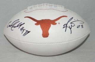Earl Campbell & Ricky Williams Signed Texas Longhorns Heisman Logo Football Jsa