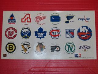 1977 - 78 Dairy Queen Nhl Hockey Team Logo Sticker Sheet.  18 Teams.  Tough.