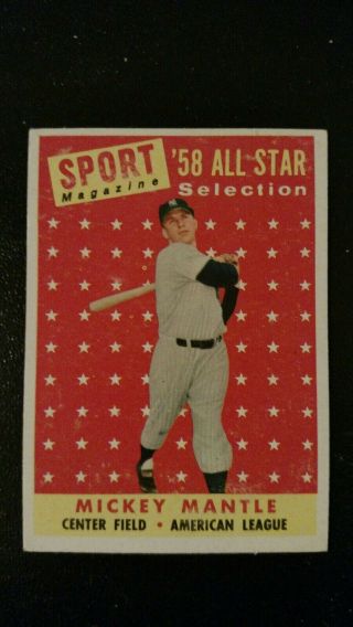 1958 Topps 487 Mickey Mantle Yankees All Star Ex,  Centered