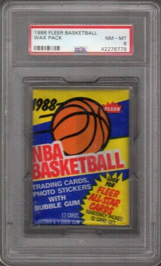 1988 Fleer Basketball Wax Pack Psa 8 Nm - Mt