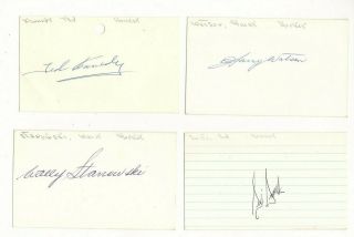 1940s Toronto Maple Leafs Signed Index Cards Ted Kennedy Watson Smith Stanowski