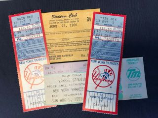 1991 Up (8) Up York Yankees Baseball Tickets Stubs Jeter Mattingly Hr,
