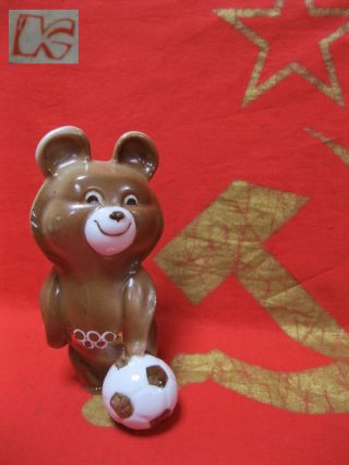 Olympic Misha Bear Football Porcelain Figurine Olympiad Games Moscow 1980 Ussr