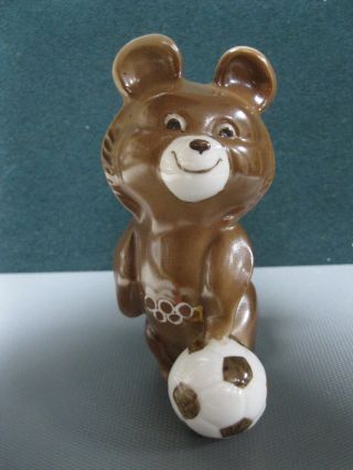 OLYMPIC MISHA BEAR FOOTBALL porcelain figurine Olympiad GAMES MOSCOW 1980 USSR 2