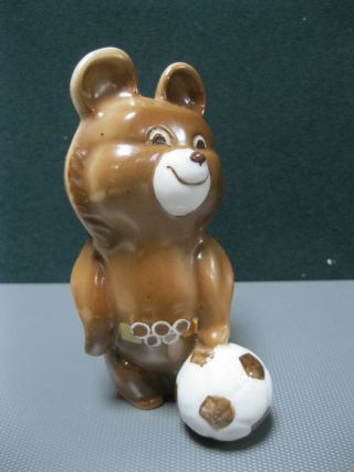 OLYMPIC MISHA BEAR FOOTBALL porcelain figurine Olympiad GAMES MOSCOW 1980 USSR 4
