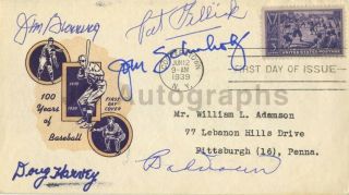 B.  Doerr,  P.  Gillick,  J.  Bunning,  D.  Harvey - Autographed 1939 Baseball Fdc