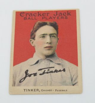 Joe Tinker Signed Cracker Jack Card Chicago Federals Circa 1915 Nr 6162 - 8