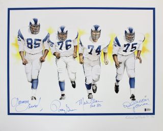 Rams Signed 16x20 Fearsome Foursome Artist Proof Lithograph Le Of 300 Bas