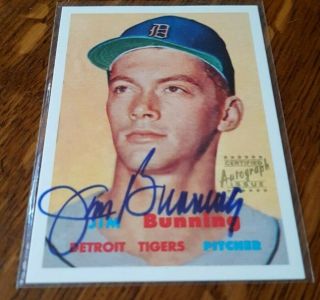 Jim Bunning Autograph Baseball Card From 1997 Topps Stars Reprint (1957 Topps)