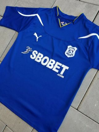 Cardiff City Fc Blue Birds Puma Short Sleeve Soccer Jersey Size Large Mens Wales