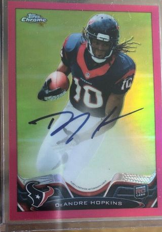 Deandre Hopkins 2013 Topps Chrome Rookie On Card Auto Pink Refractor /75 Rc Sick