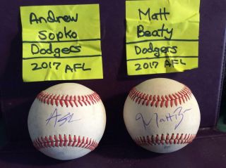 Matt Beaty Signed Baseball/ Los Angeles Dodgers Prospect