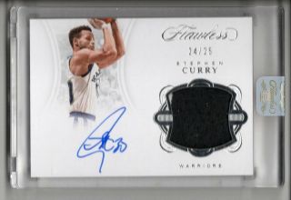 Stephen Curry Auto Jersey Logo Patch /25 2017 - 18 Panini Flawless Autograph Sp