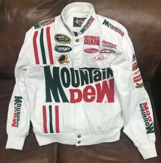 Nascar Dale Earnhardt Jr Mountain Dew White Chase Jacket Size Medium Racing